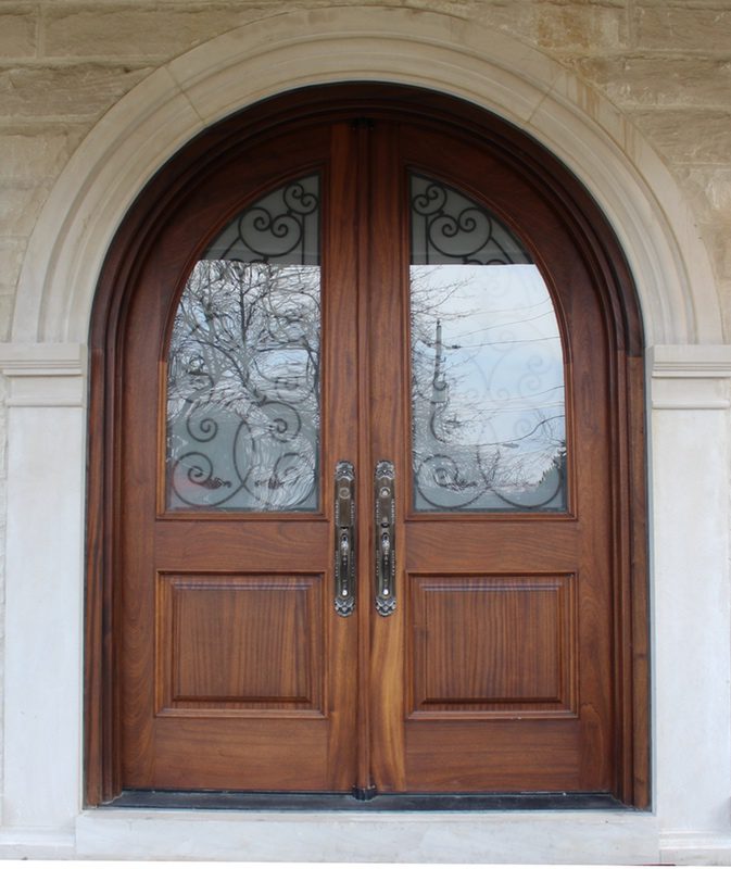 Premium solid wood double door with glass