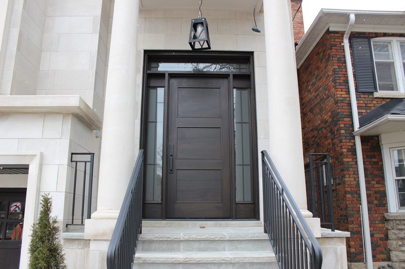 Classic solid wood Composite door with two side glass on corners