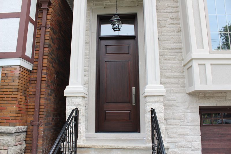 Classic solid wood single door with glass on top