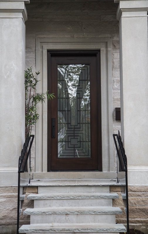 Luxury solid wood single door with glass on the door