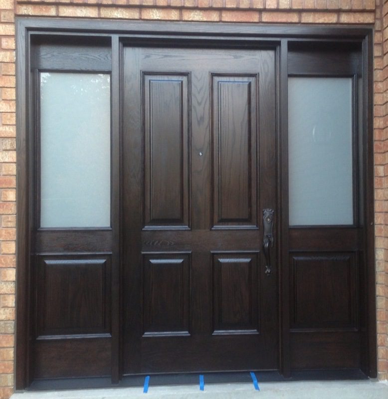 Standard single wood door with glass on corners