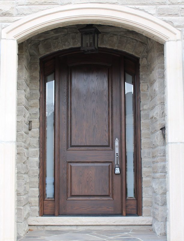 Classic solid wood door with glass on corners
