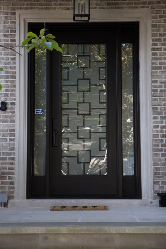 Luxury solid wood single door with glass on corners and door