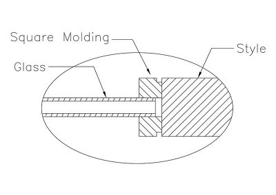 Door Glass Panel Square Moulding with Grove