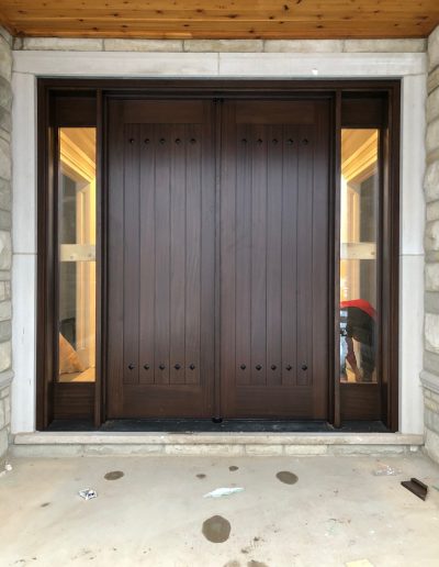 Mahogany Double Front Door with Glass Side Lights