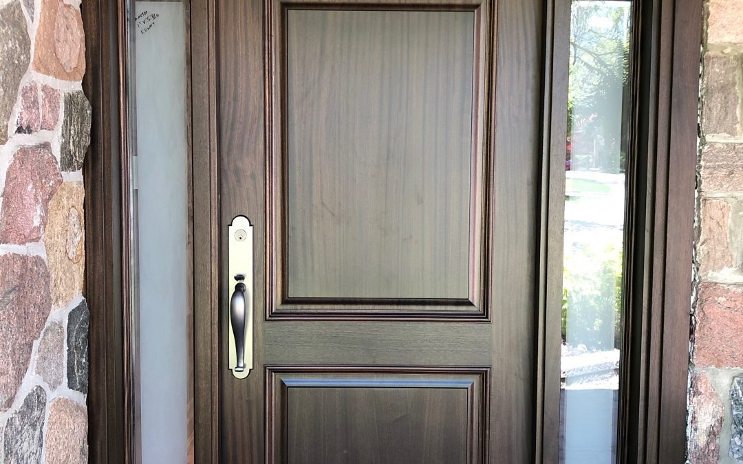Classic Exterior Door with Frosted Glass Side Lights