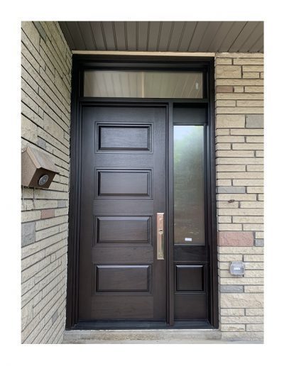 classic dark brown Wood Exterior Door with one sidelits