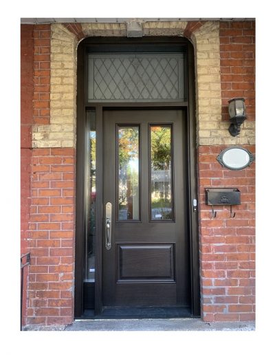 classic brown Wood Exterior Door with one sidelits