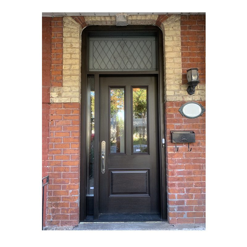 classic brown Wood Exterior Door with one sidelits