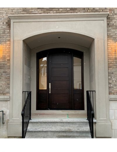 classic brown Wood Exterior Door with two sidelits