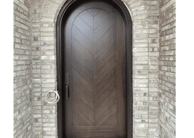 Modern Flat Dark Brown Wood Exterior Door with Christmas tree grooves
