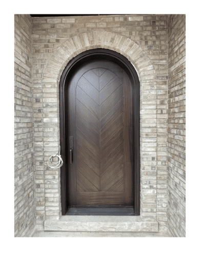 Modern Flat Dark Brown Wood Exterior Door with Christmas tree grooves