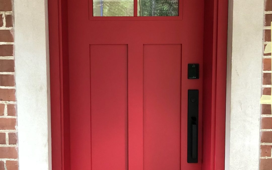 red wood door