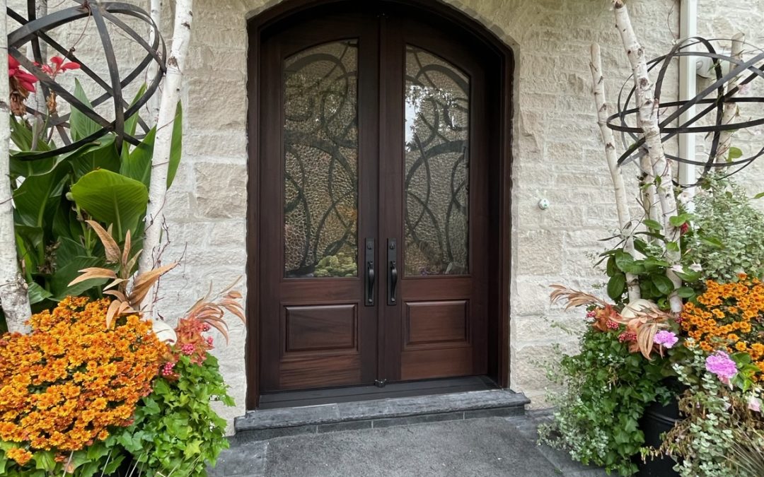 double side brown wood door